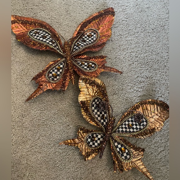 MacKenzie-Childs Other - FINAL DAY Mackenzie-Childs Courtly Check Glitter Butterfly Clips (Set of 2)